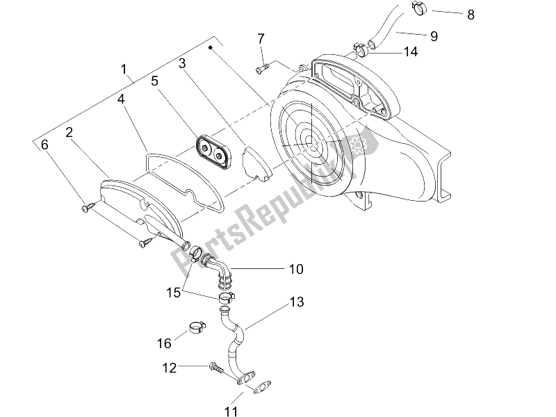 Toutes les pièces pour le Boîte à Air Secondaire du Piaggio Liberty 50 4T 2005