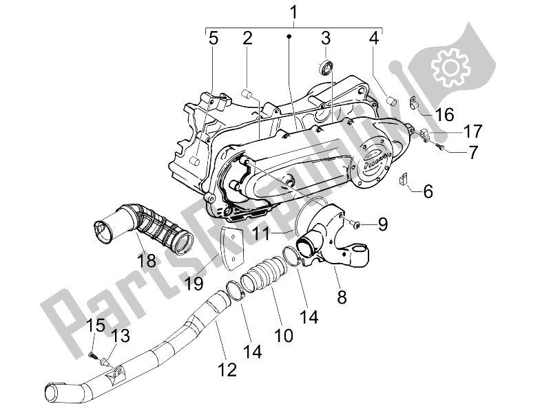 Toutes les pièces pour le Couvercle De Carter - Refroidissement Du Carter du Piaggio ZIP 50 2006