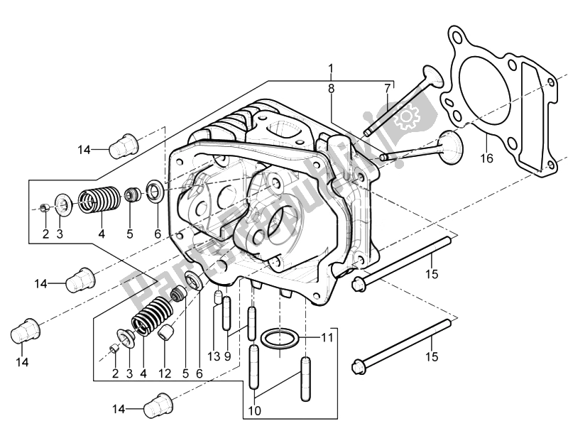 Toutes les pièces pour le Unité De Tête - Valve du Piaggio Typhoon 125 4T 2V E3 2010