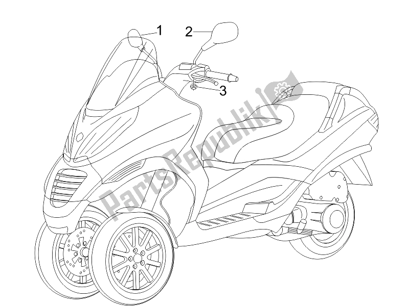 Toutes les pièces pour le Miroir (s) De Conduite du Piaggio MP3 400 IE USA 2007