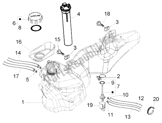 Toutes les pièces pour le Réservoir D'essence du Piaggio Liberty 125 Leader RST 2007