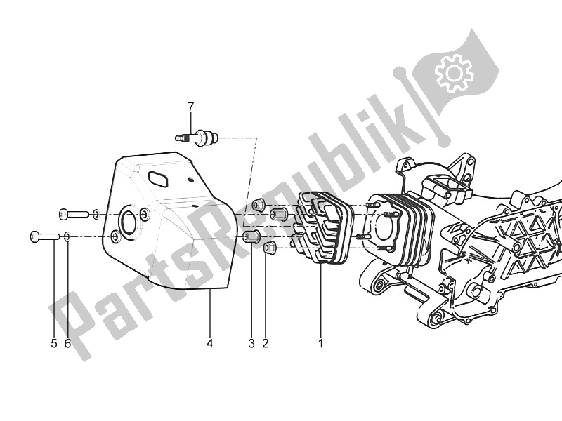 Todas las partes para Cubierta De Tapa De Cilindro de Piaggio Typhoon 50 2T E3 CH 2011