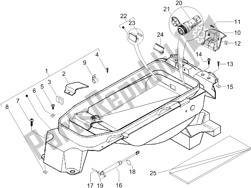 Toutes les pièces pour le Logement De Casque - Sous La Selle du Piaggio X9 125 Evolution Potenziato UK 2006