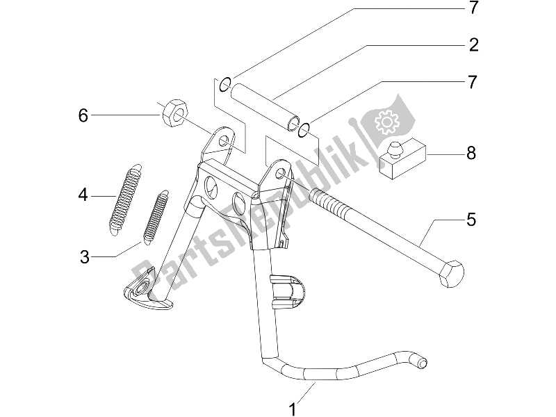 All parts for the Stand/s of the Piaggio Liberty 125 4T E3 UK 2006