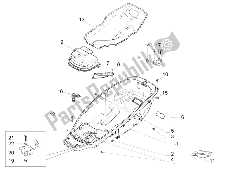 Todas las partes para Carcasa Del Casco - Debajo Del Sillín de Piaggio MP3 500 LT Sport 2014