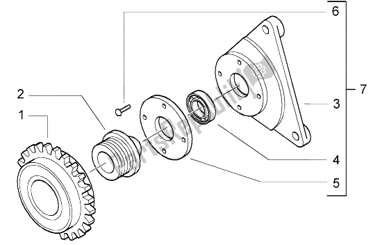 All parts for the Free Wheel of the Piaggio Ciao 50 2002