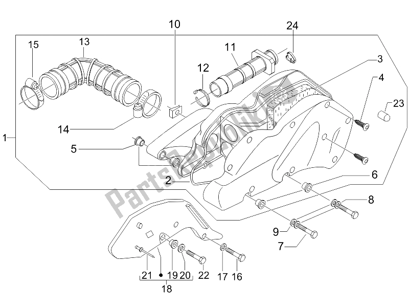 All parts for the Air Filter of the Piaggio Beverly 250 IE Sport E3 2006