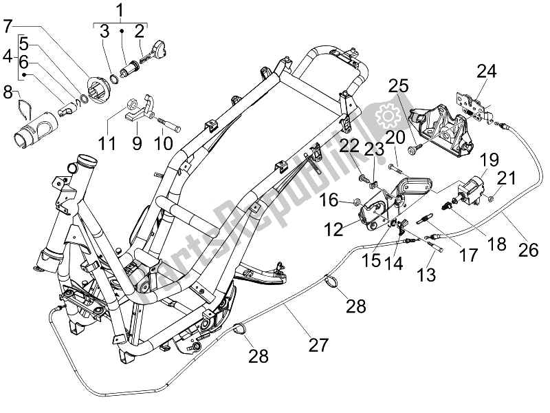 Tutte le parti per il Serrature del Piaggio BV 250 USA 2007