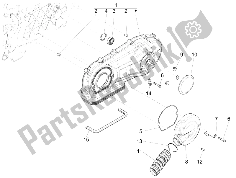 All parts for the Crankcase Cover - Crankcase Cooling of the Piaggio Liberty 150 4T 3V IE LEM 2014