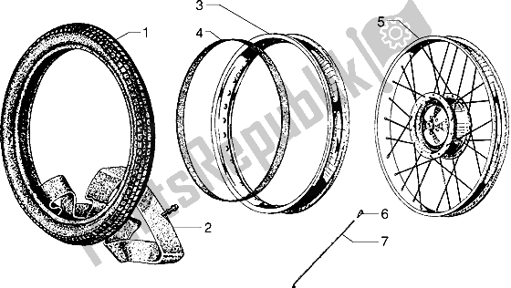 All parts for the Rear Wheel of the Piaggio Ciao M Y 99 1995