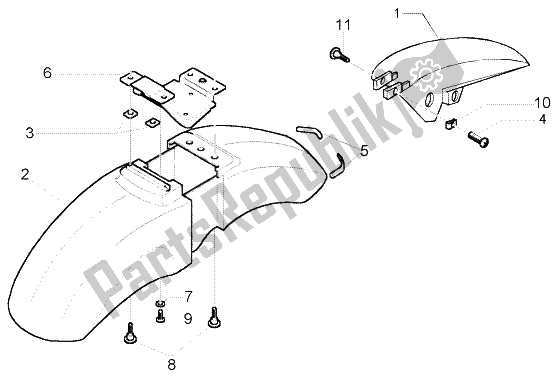 All parts for the Front And Rear Mudguard of the Piaggio Beverly 125 RST 2004