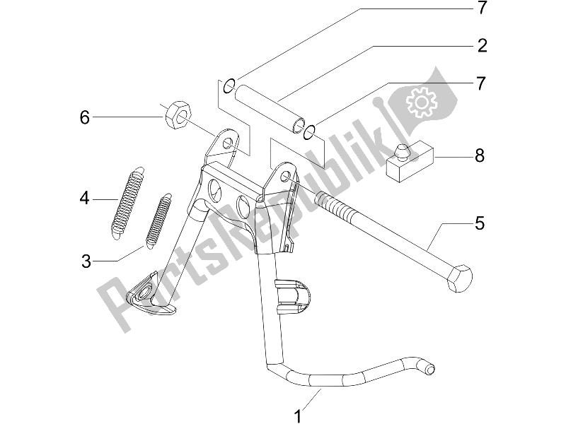 Alle onderdelen voor de Stand / S van de Piaggio Liberty 125 4T E3 2006