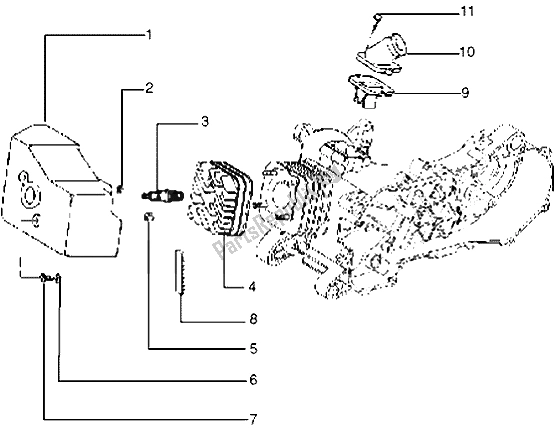 Todas las partes para Entrada De Campana De Enfriamiento De Culata Y Tubo De Inducción de Piaggio Typhoon 125 1995