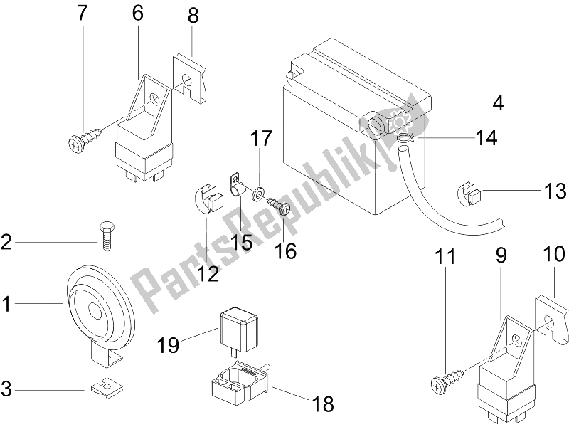 All parts for the Remote Control Switches - Battery - Horn of the Piaggio X8 250 IE 2005