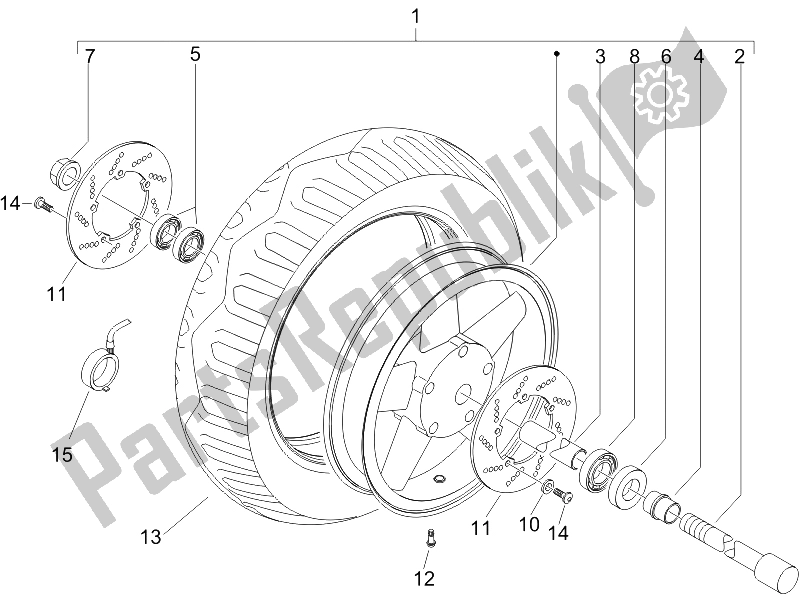 All parts for the Front Wheel of the Piaggio X9 125 Evolution Powered 2005