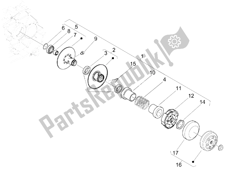 All parts for the Driven Pulley of the Piaggio Liberty 50 2T Sport UK 2006
