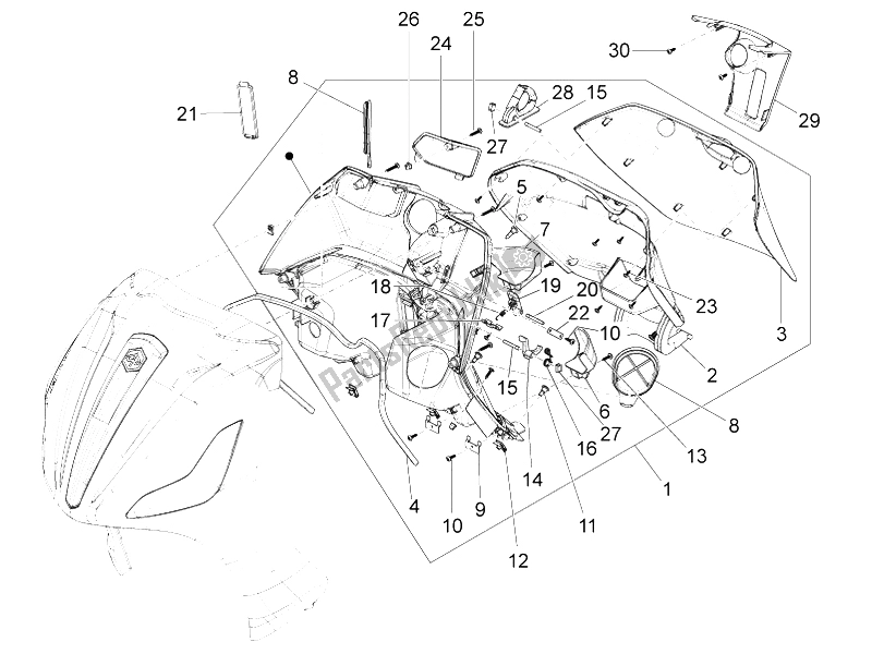 Toutes les pièces pour le Boîte à Gants Avant - Panneau De Protection Des Genoux du Piaggio BV 350 4T 4V IE E3 USA CA 2012