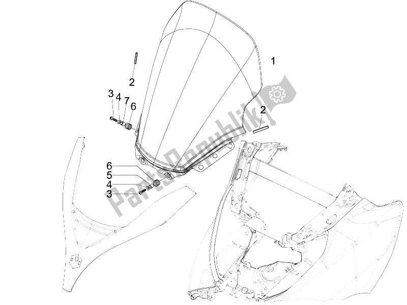 All parts for the Windshield - Glass of the Piaggio MP3 400 IE MIC 2008