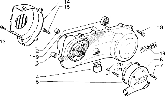 Alle onderdelen voor de Clutch Cover-scrool Cover van de Piaggio Typhoon 50 XR 2000