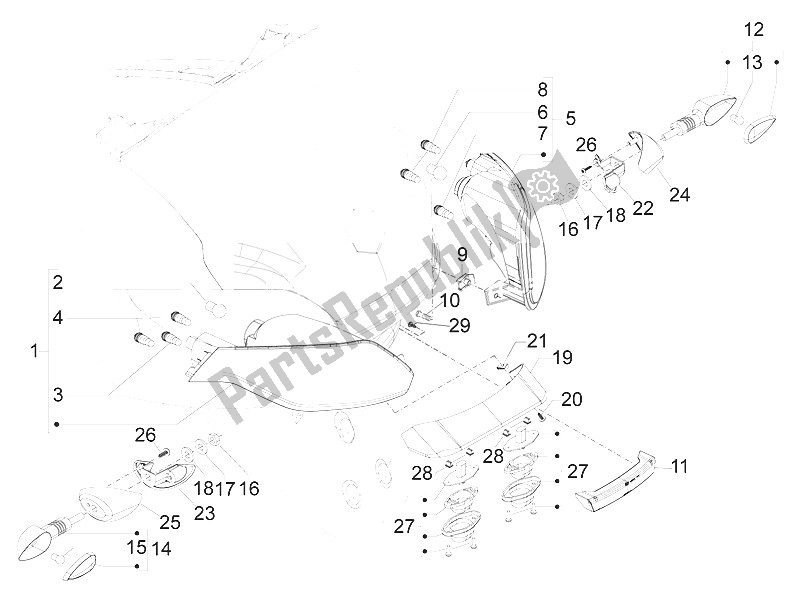 Tutte le parti per il Fanali Posteriori - Indicatori Di Direzione del Piaggio MP3 300 IE LT Touring 2011