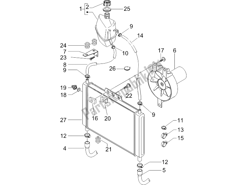 Toutes les pièces pour le Système De Refroidissement du Piaggio X8 125 Premium Euro 2 2006