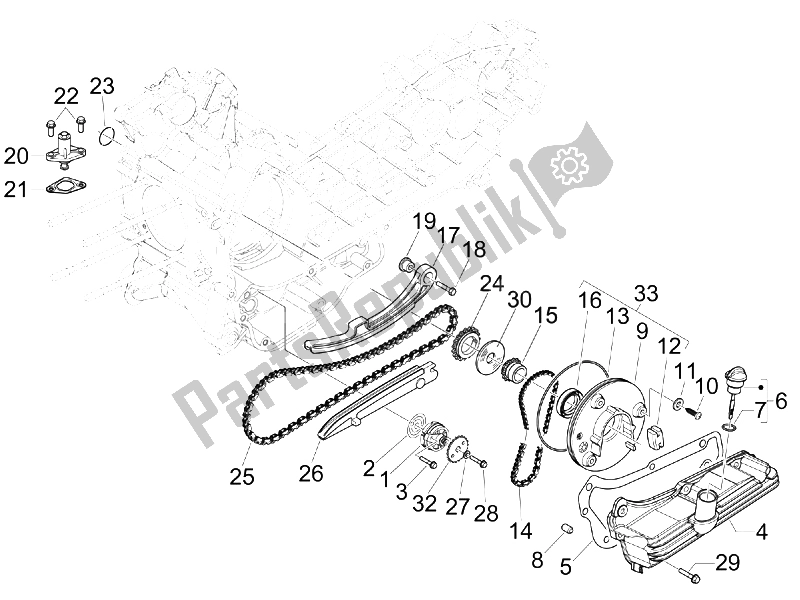 All parts for the Oil Pump of the Piaggio MP3 125 2006