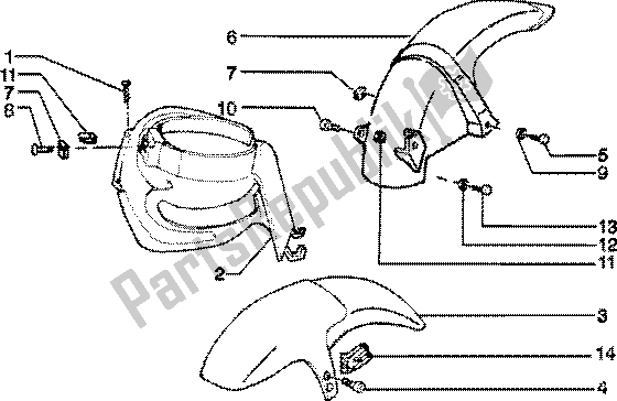 Toutes les pièces pour le Garde-boue Avant Et Arrière du Piaggio Skipper 125 4T 2000