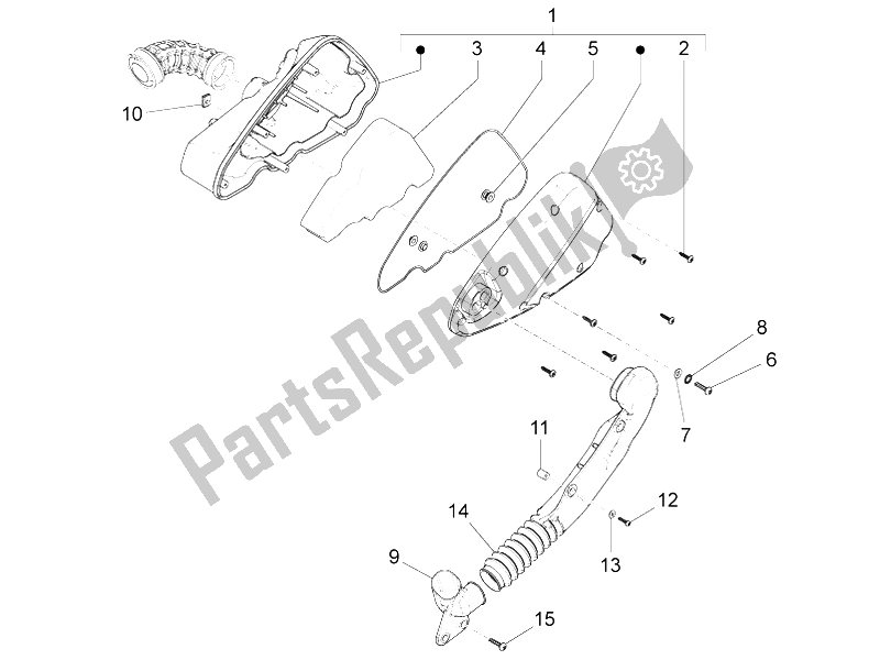 All parts for the Air Filter of the Piaggio FLY 150 4T E2 E3 Vietnam 2012