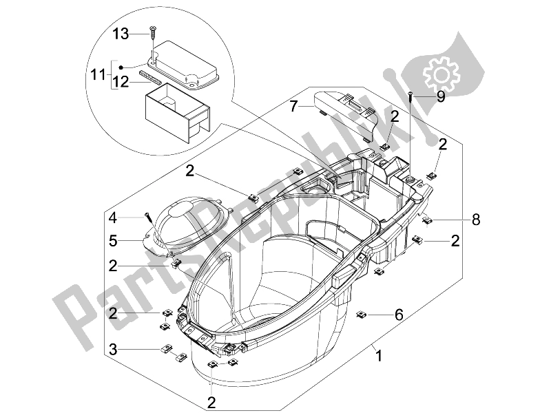 Toutes les pièces pour le Logement De Casque - Sous La Selle du Piaggio NRG Power DD Serie Speciale 50 2007