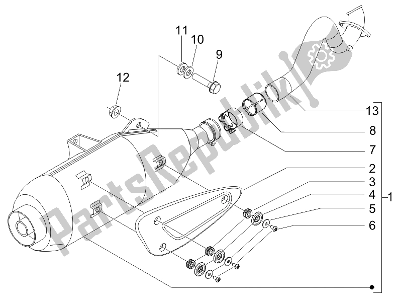 Toutes les pièces pour le Silencieux du Piaggio Carnaby 125 4T E3 2007
