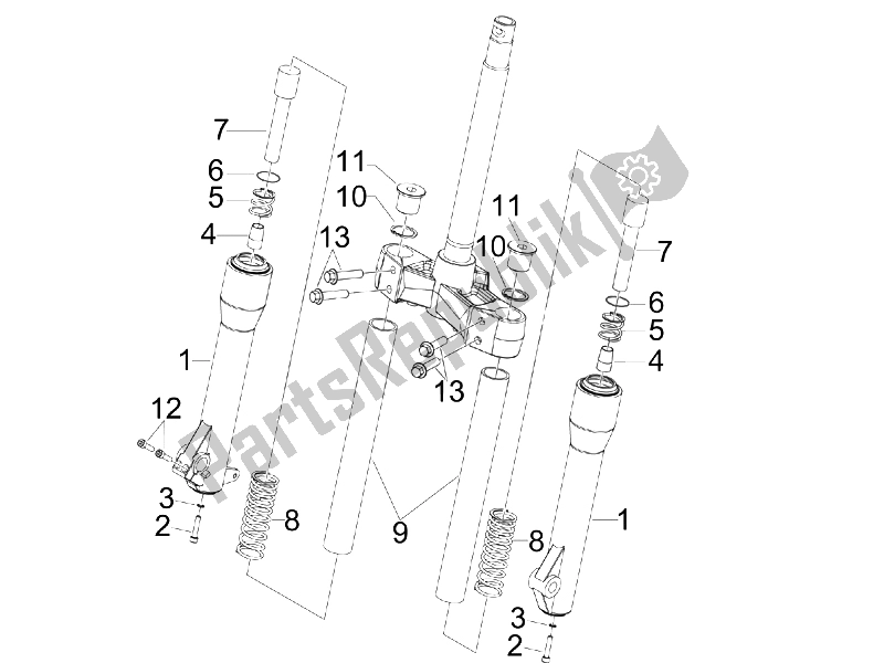 All parts for the Fork's Components (mvp) of the Piaggio BV 250 Tourer USA 2008