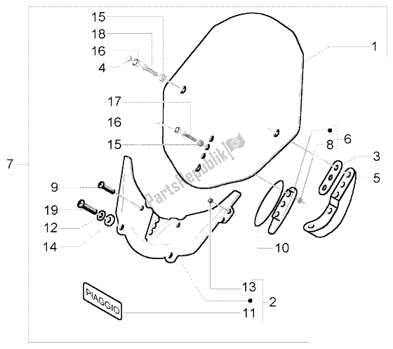 Toutes les pièces pour le Pare-brise du Piaggio X9 250 Evolution 2000