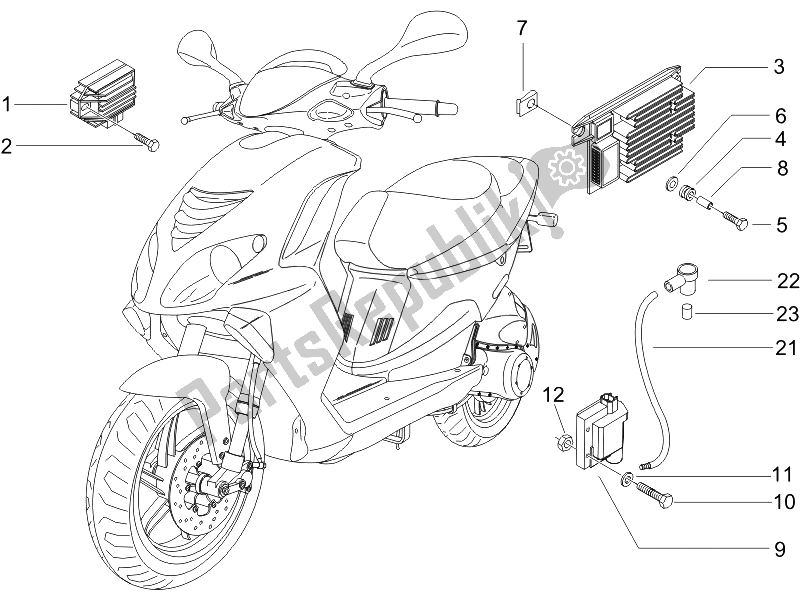 Toutes les pièces pour le Régulateurs De Tension - Unités De Commande électronique (ecu) - H. T. Bobine du Piaggio NRG Power Pure JET 50 2010