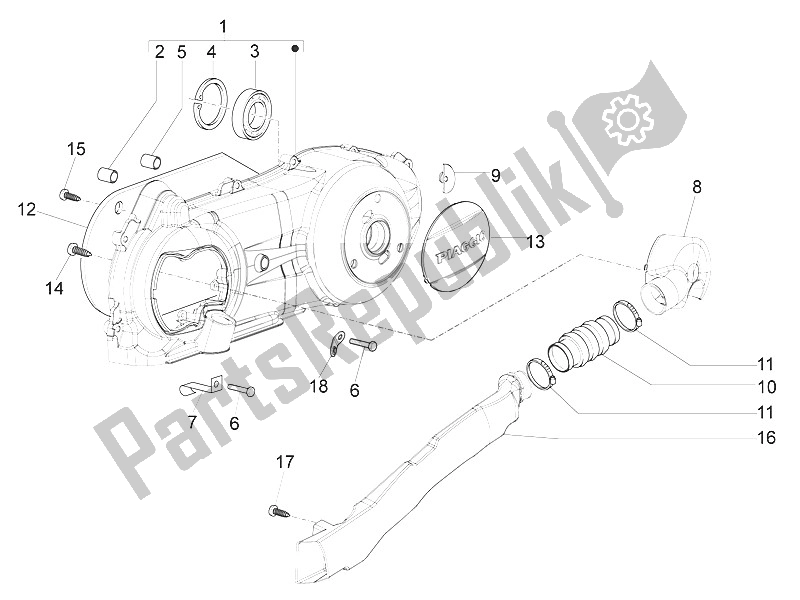 Toutes les pièces pour le Couvercle De Carter - Refroidissement Du Carter du Piaggio Liberty 150 4T 2V IE E3 Vietnam 2011