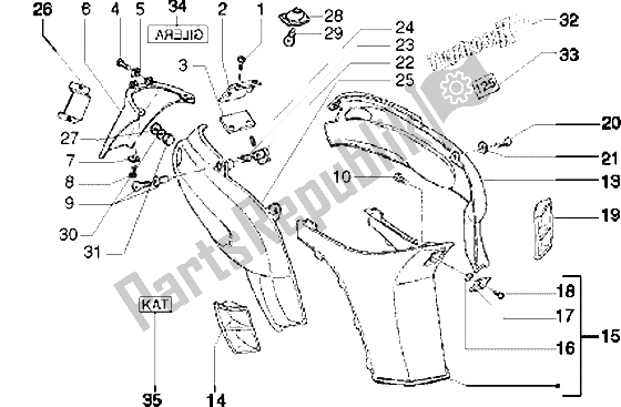 Toutes les pièces pour le Couvercles Latéraux du Piaggio Typhoon 125 XR 2003