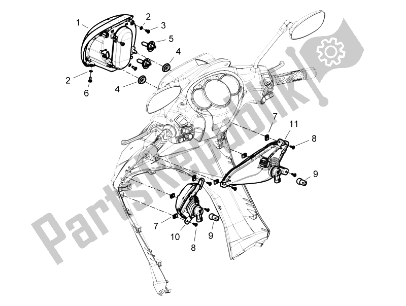 All parts for the Front Headlamps - Turn Signal Lamps of the Piaggio Beverly 350 4T 4V IE E3 Sport Touring 2014