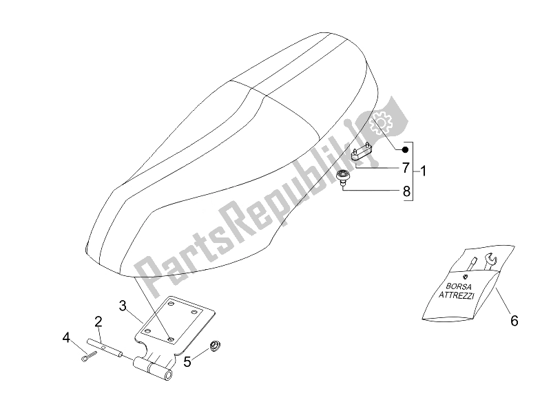 Alle onderdelen voor de Zadel / Stoelen van de Piaggio Carnaby 125 4T E3 2007