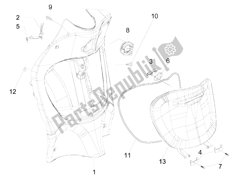 Tutte le parti per il Vano Portaoggetti Anteriore - Pannello Di Protezione Per Le Ginocchia del Piaggio Liberty 50 4T PTT D 2007