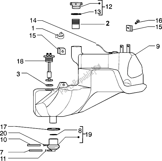 Toutes les pièces pour le Réservoir D'essence du Piaggio ZIP 50 4T 2002