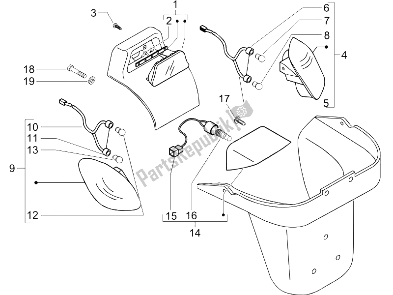 All parts for the Rear Headlamps - Turn Signal Lamps of the Piaggio X9 125 Evolution Powered 2005