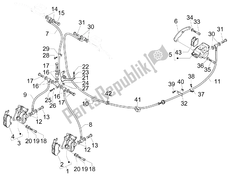 Todas las partes para Tubos De Frenos - Pinzas de Piaggio X8 400 IE Euro 3 UK 2006