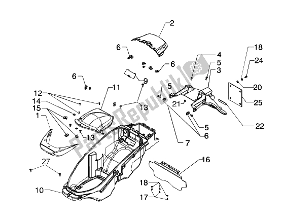 All parts for the Case Helmet of the Piaggio Beverly 200 2002