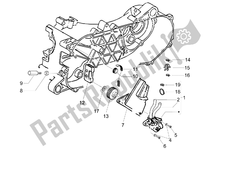 All parts for the Oil Pump of the Piaggio Liberty 50 2T Sport UK 2006