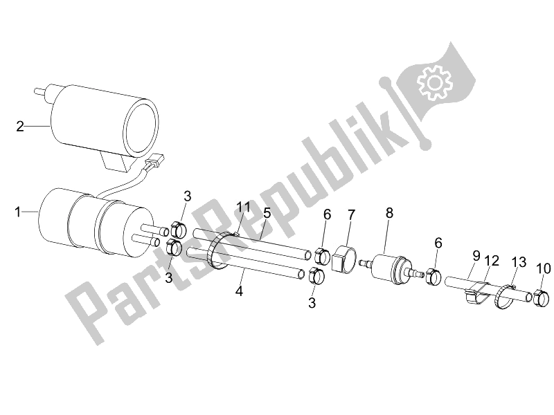 All parts for the Supply System of the Piaggio X8 125 Premium Euro 3 UK 2007