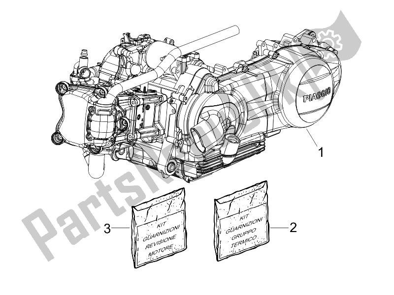 Toutes les pièces pour le Moteur, Assemblage du Piaggio Beverly 300 RST S 4T 4V IE E3 2010