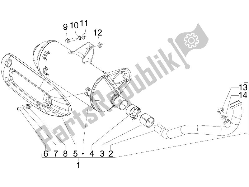 Toutes les pièces pour le Silencieux du Piaggio Beverly 125 Tourer E3 2007