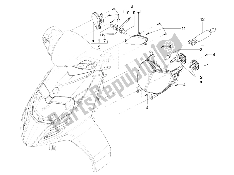 Tutte le parti per il Fari Anteriori - Indicatori Di Direzione del Piaggio Typhoon 125 4T 2V E3 2010