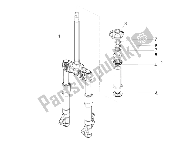 Toutes les pièces pour le Fourche / Tube De Direction - Palier De Direction du Piaggio Beverly 125 RST 4T 4V IE E3 2010