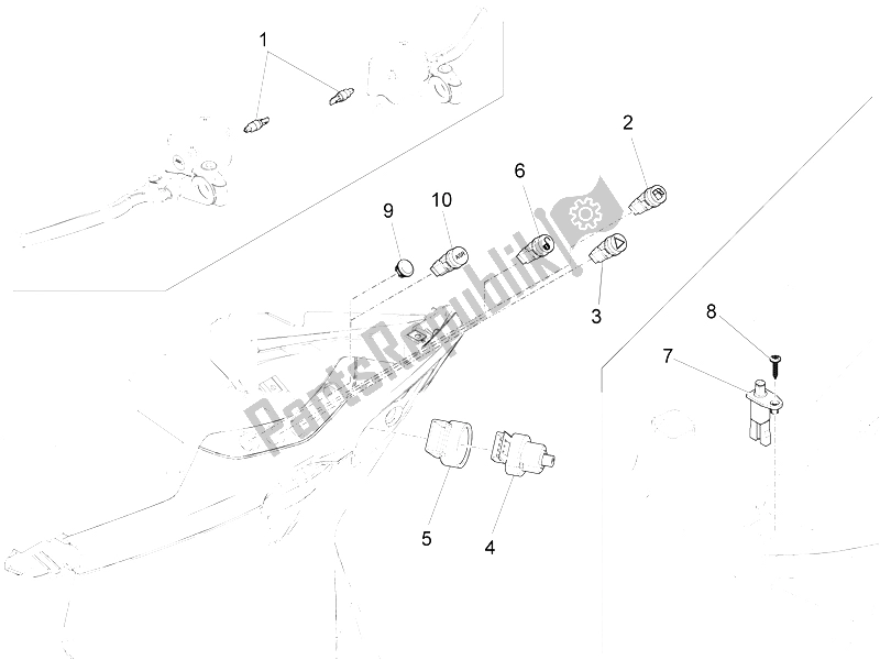 Toutes les pièces pour le Sélecteurs - Interrupteurs - Boutons du Piaggio X 10 350 4T 4V I E E3 2012