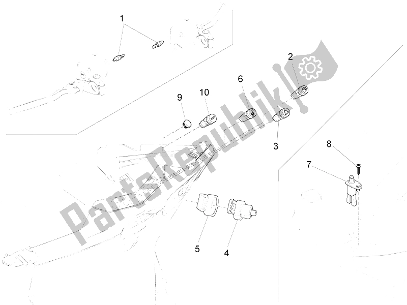 Toutes les pièces pour le Sélecteurs - Interrupteurs - Boutons du Piaggio X 10 350 4T 4V I E E3 2012